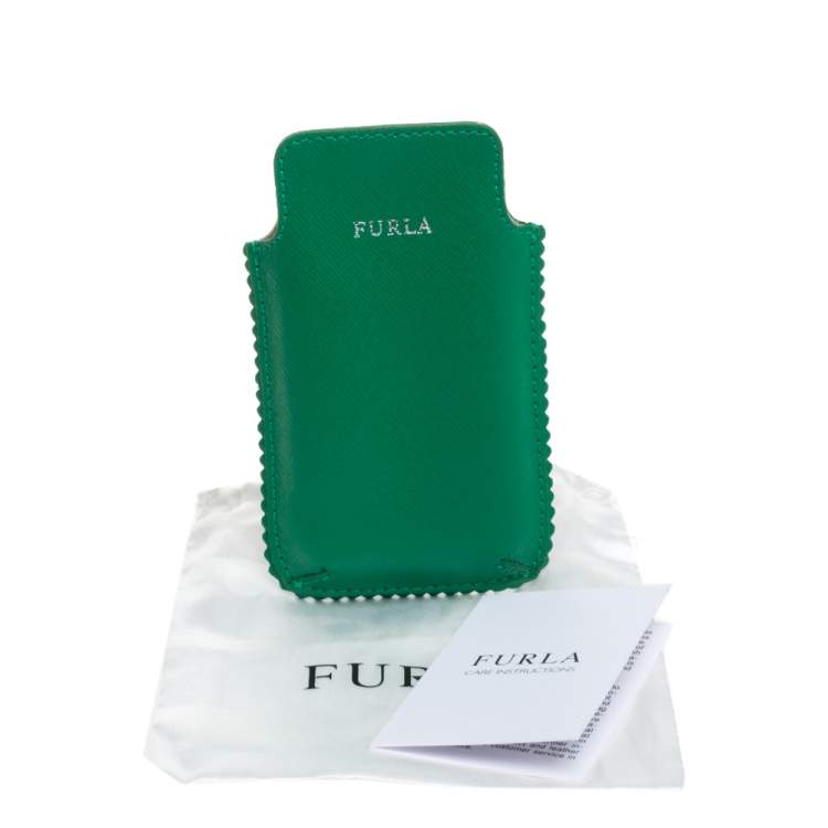 Pre Owned Furla Green Leather Phone Case