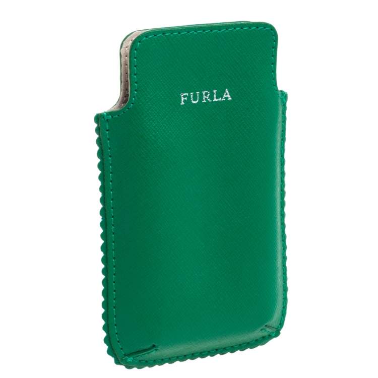 Pre Owned Furla Green Leather Phone Case