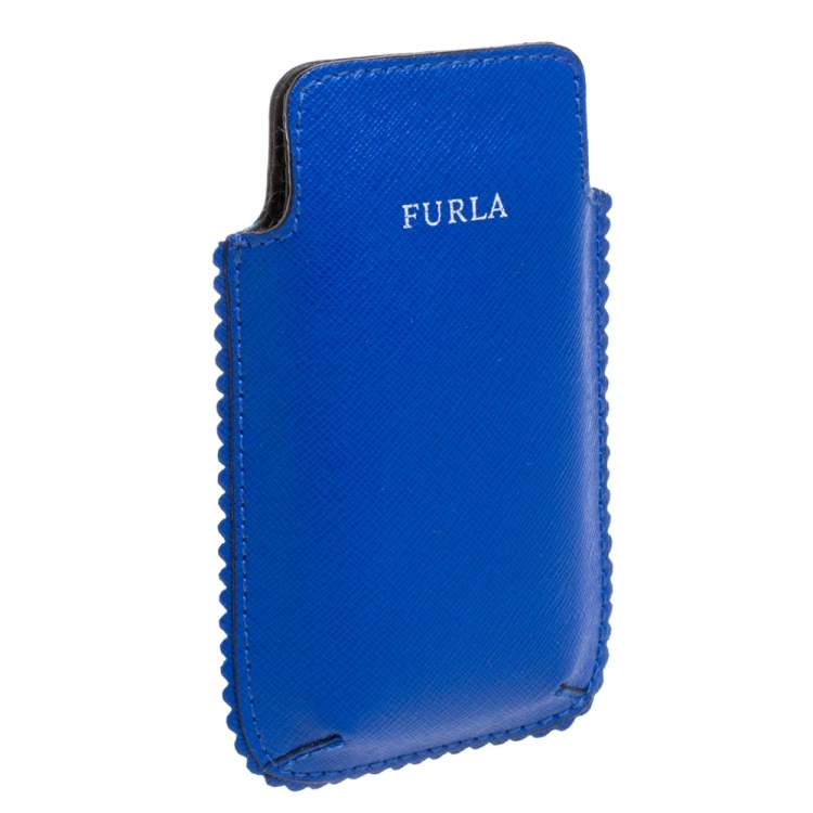 Pre Owned Furla Blue Leather Phone Case