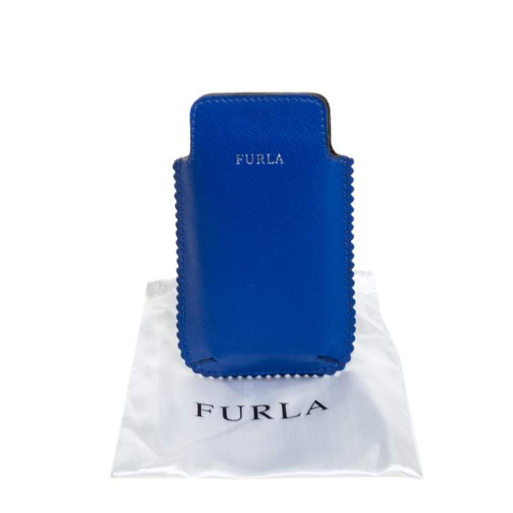 Pre Owned Furla Blue Leather Phone Case