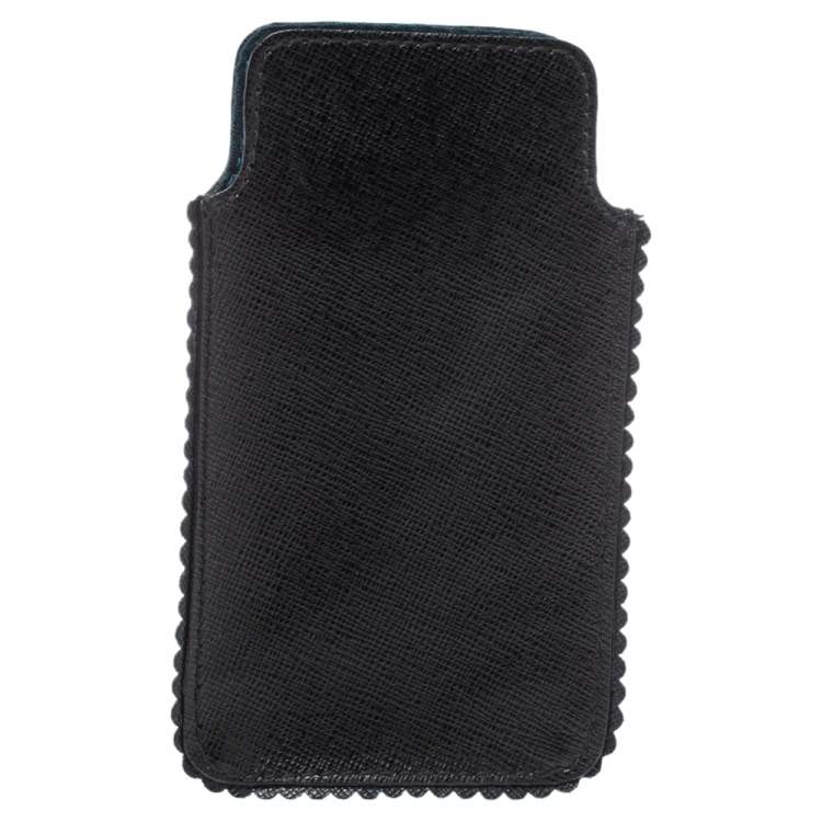 Pre Owned Furla Black Leather Phone Case