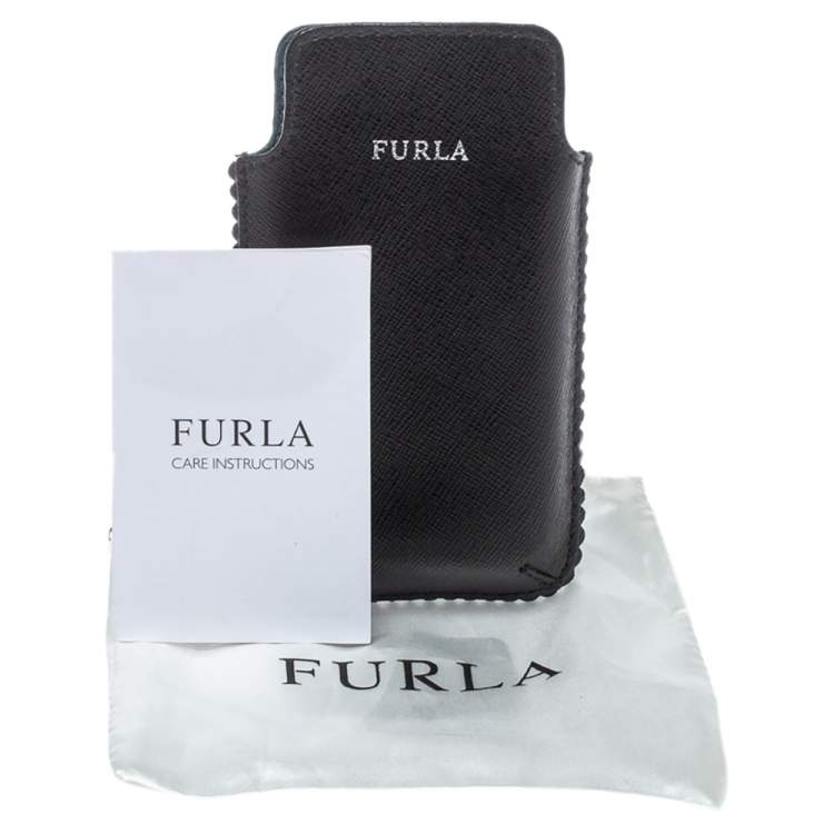 Pre Owned Furla Black Leather Phone Case