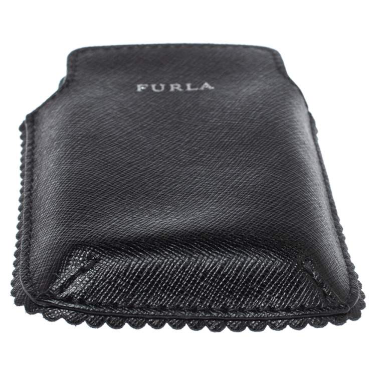 Pre Owned Furla Black Leather Phone Case