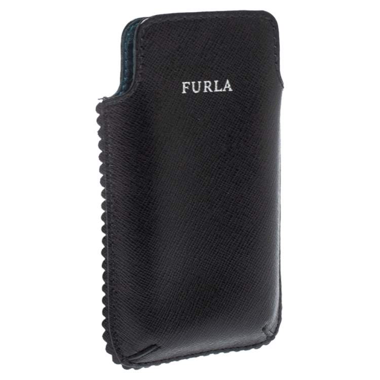 Pre Owned Furla Black Leather Phone Case