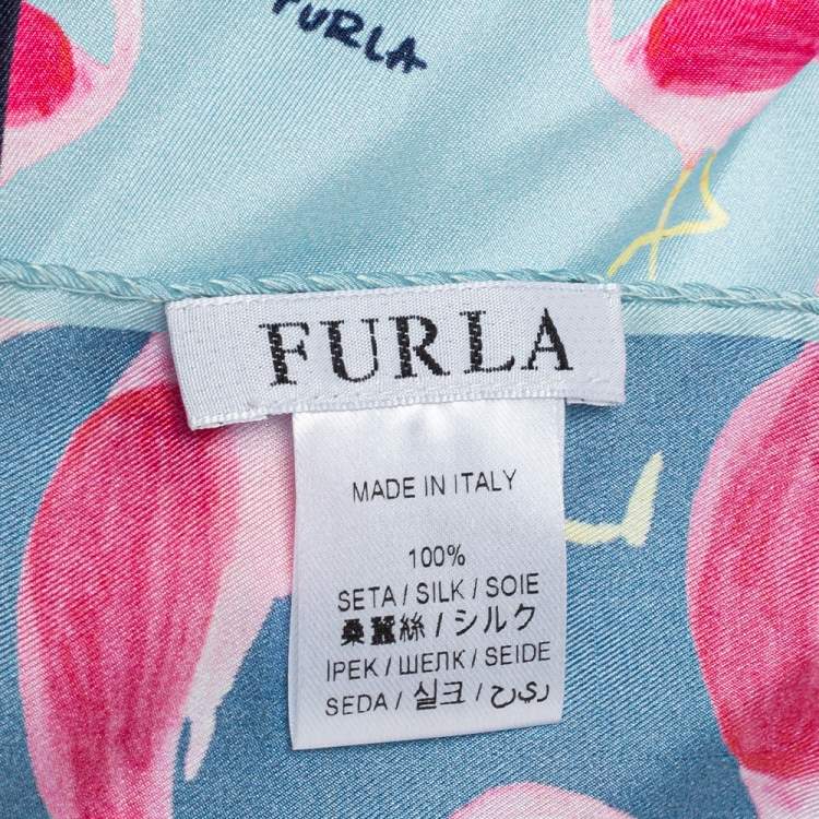 Pre Owned Furla Multicolor Flamingo Print Stacy Silk Scarf