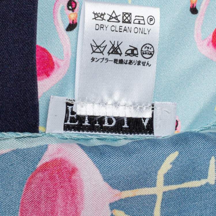 Pre Owned Furla Multicolor Flamingo Print Stacy Silk Scarf