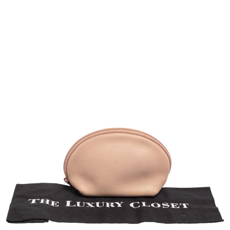Pre Owned Furla Beige Leather Cosmetic Pouch