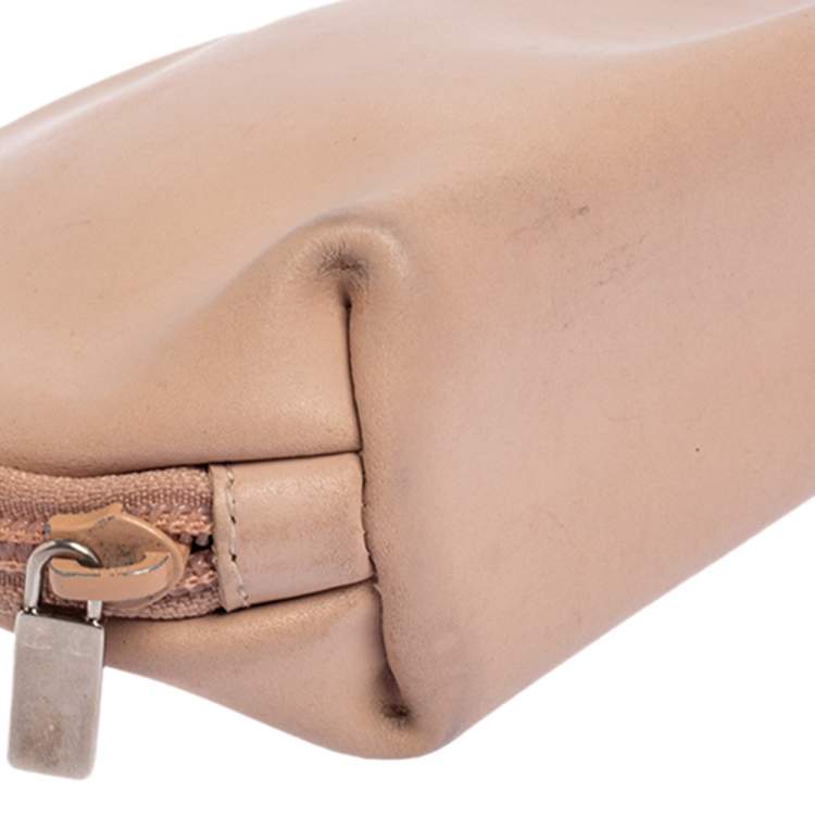 Pre Owned Furla Beige Leather Cosmetic Pouch
