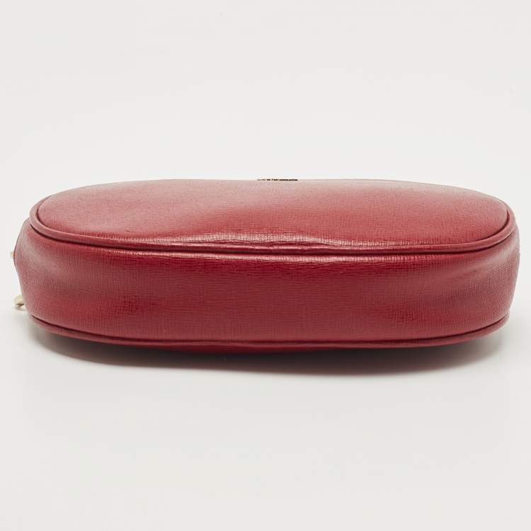 Pre Owned Furla Red Leather Electra L Cosmetic Pouch