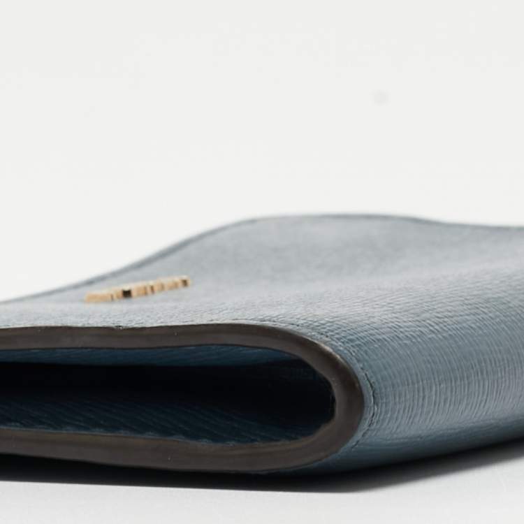 Pre Owned Furla Blue Leather Babylon Zip Around Key Case