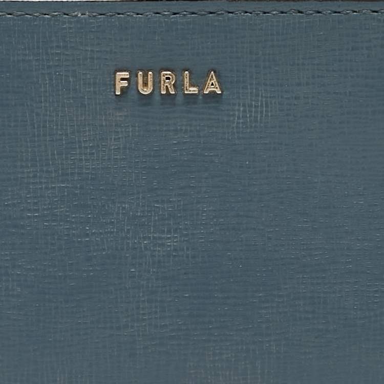 Pre Owned Furla Blue Leather Babylon Zip Around Key Case