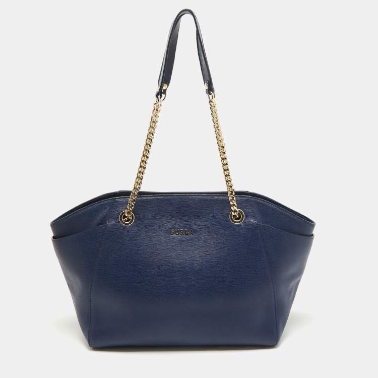 مملوكة مسبقًا Furla Blue Leather Julia Tote