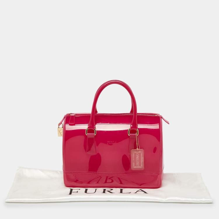 Pre Owned Furla Fuchsia Rubber Candy Satchel