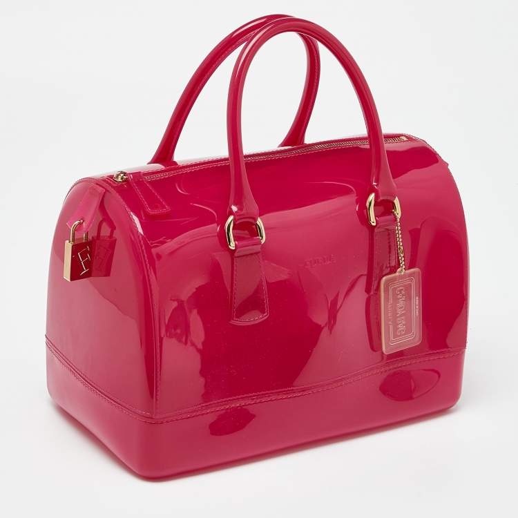 Pre Owned Furla Fuchsia Rubber Candy Satchel