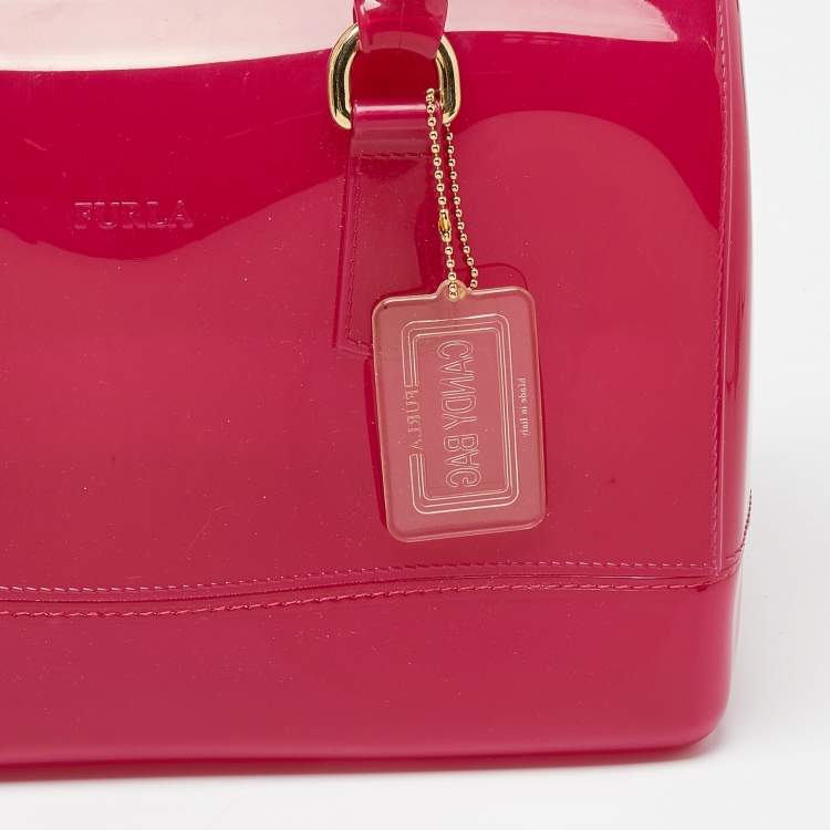 Pre Owned Furla Fuchsia Rubber Candy Satchel