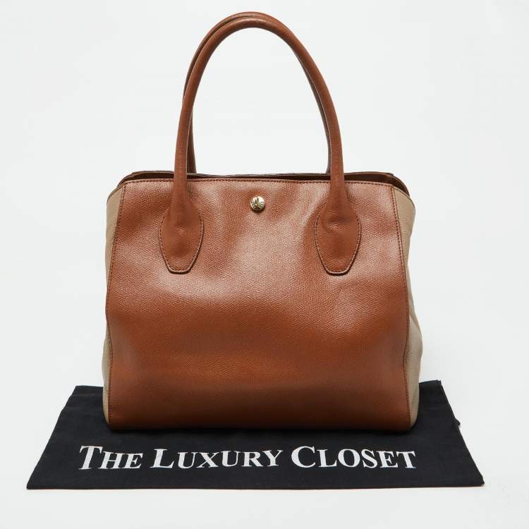 Pre Owned Furla Brown/Beige Leather Tote