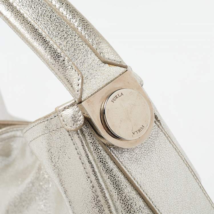 Pre Owned Furla Silver Leather Hobo