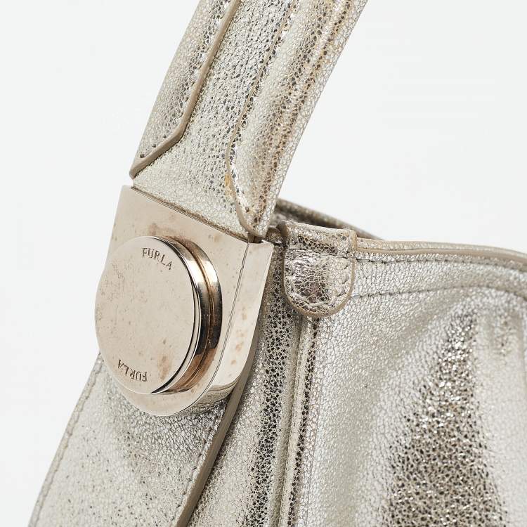 Pre Owned Furla Silver Leather Hobo