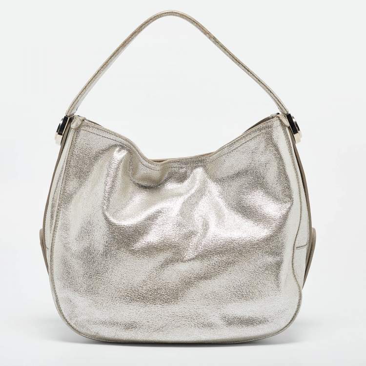 Pre Owned Furla Silver Leather Hobo