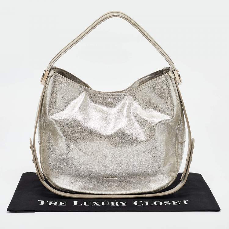 Pre Owned Furla Silver Leather Hobo