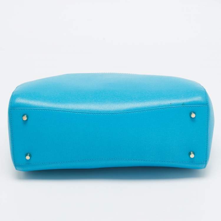 Pre Owned Furla Blue Leather Linda Satchel