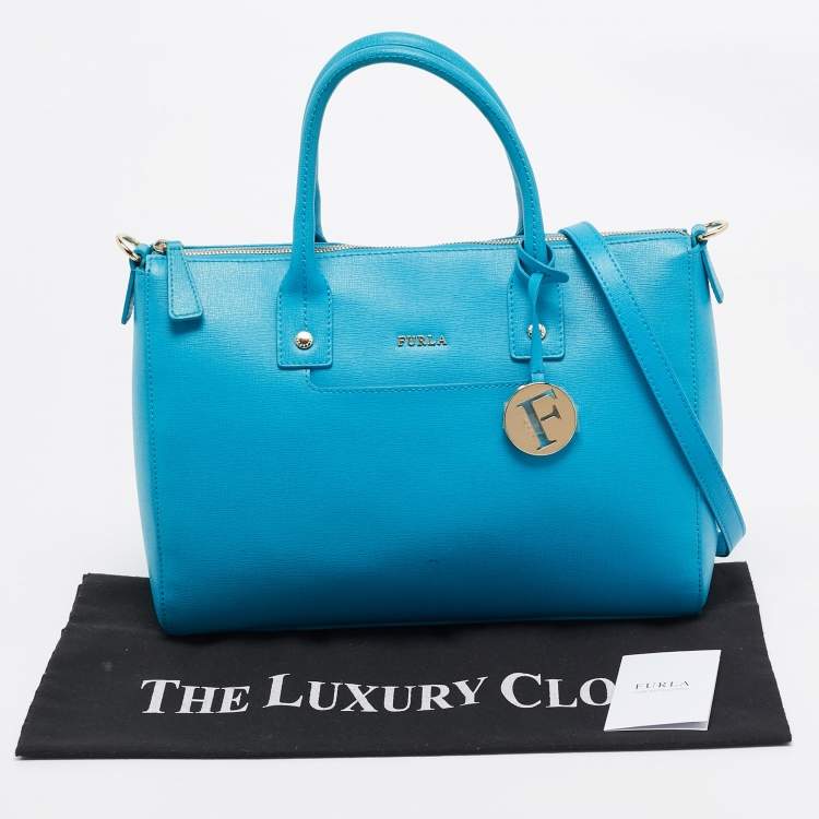 Pre Owned Furla Blue Leather Linda Satchel