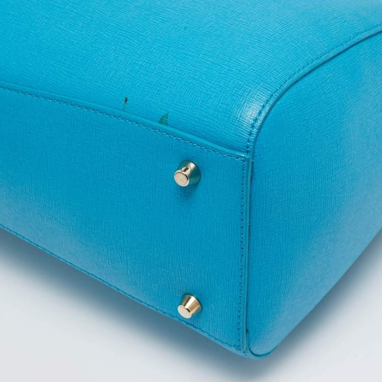 Pre Owned Furla Blue Leather Linda Satchel