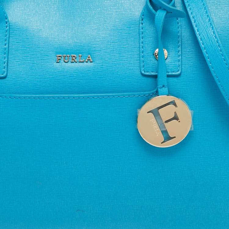 Pre Owned Furla Blue Leather Linda Satchel