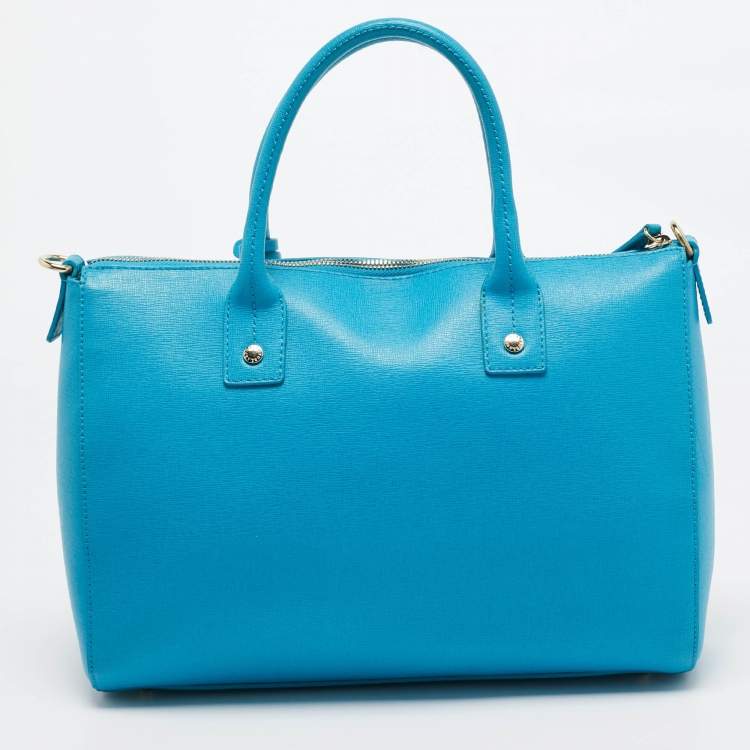 Pre Owned Furla Blue Leather Linda Satchel