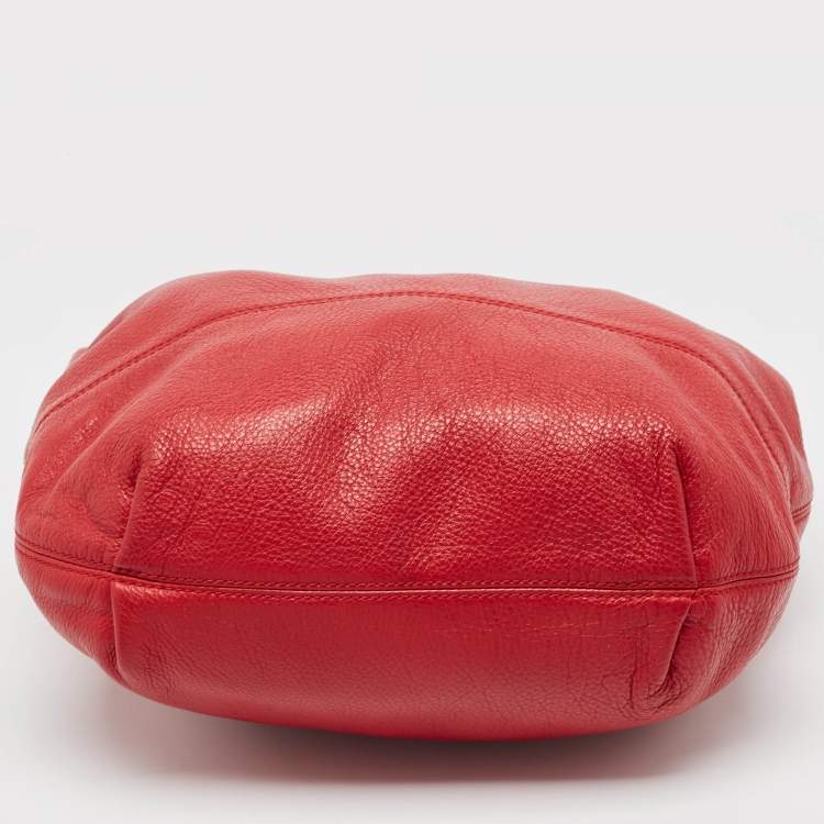 Pre Owned Furla Red/Black Leather Zip Hobo