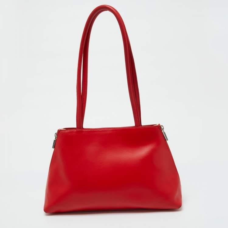 Pre Owned Furla Red Leather Shoulder Bag