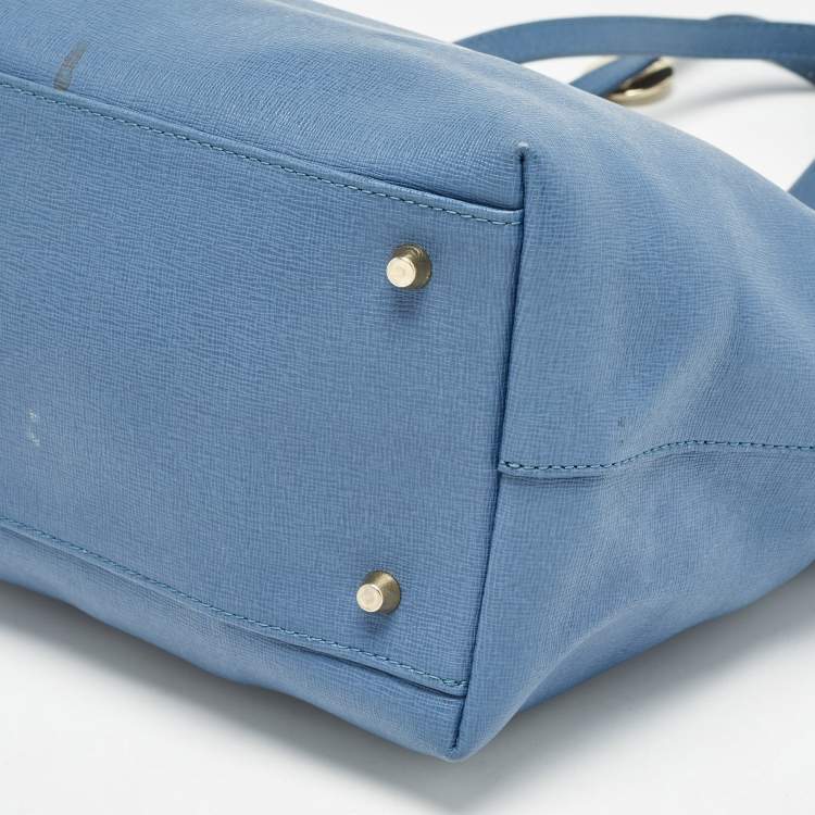 Pre Owned Furla Blue Leather Top Zip Tote