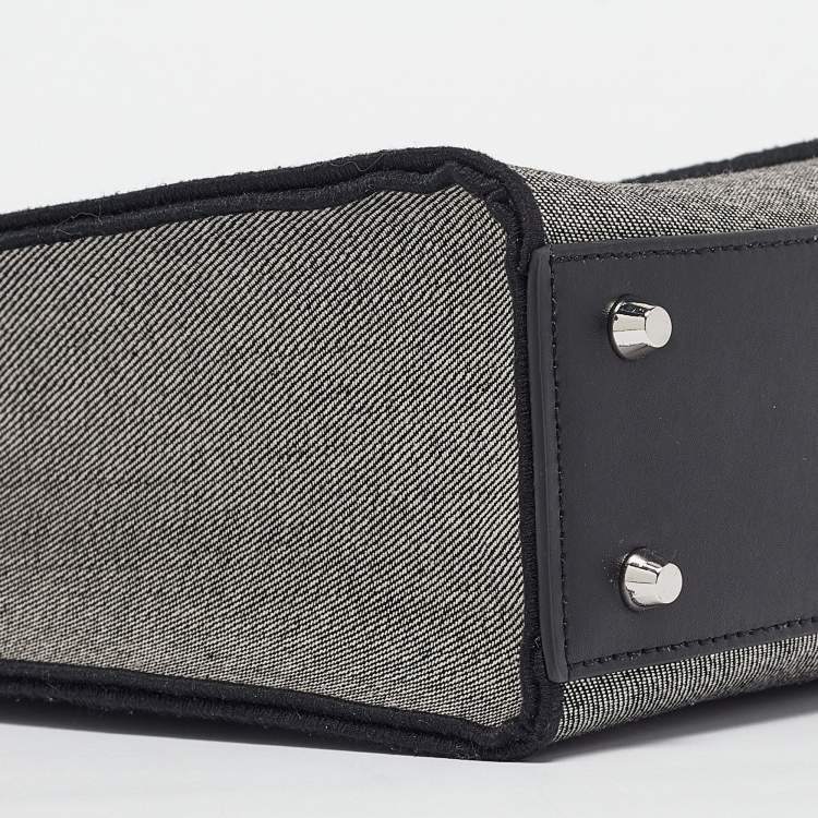 Pre Owned Furla Grey/Black Canvas Mini Opportunity Tote 