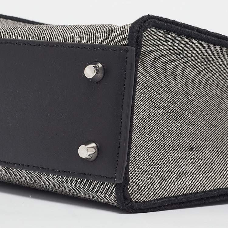 Pre Owned Furla Grey/Black Canvas Mini Opportunity Tote 