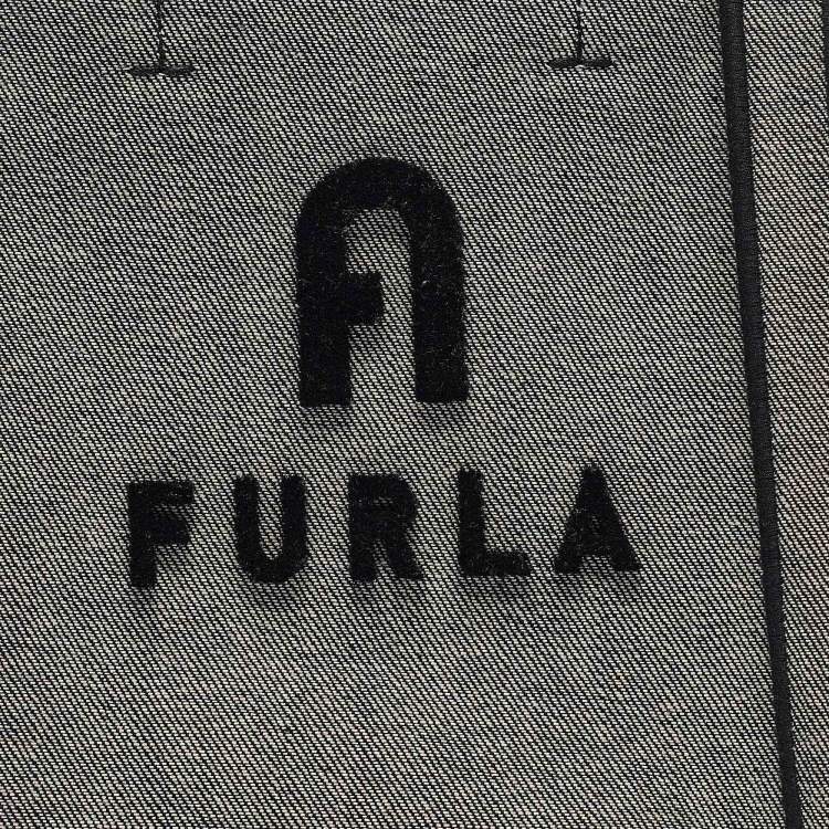 Pre Owned Furla Grey/Black Canvas Mini Opportunity Tote 