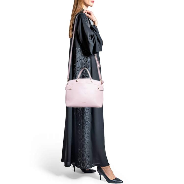Pre Owned Furla Light Pink Leather Agata Satchel