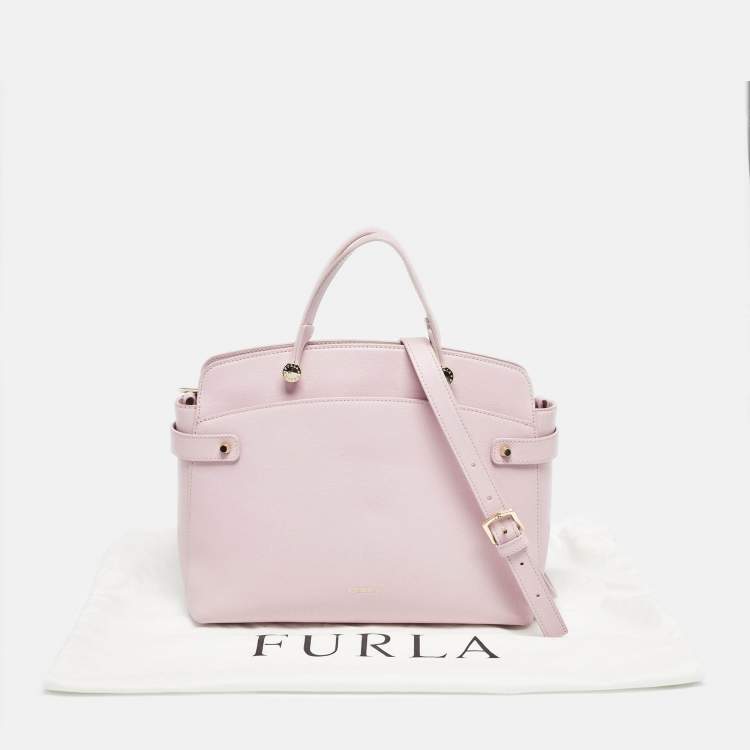 Pre Owned Furla Light Pink Leather Agata Satchel
