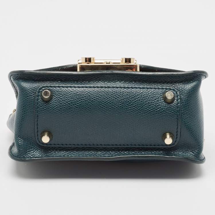 Pre Owned Furla Green Leather Mini Metropolis Chain Crossbody Bag