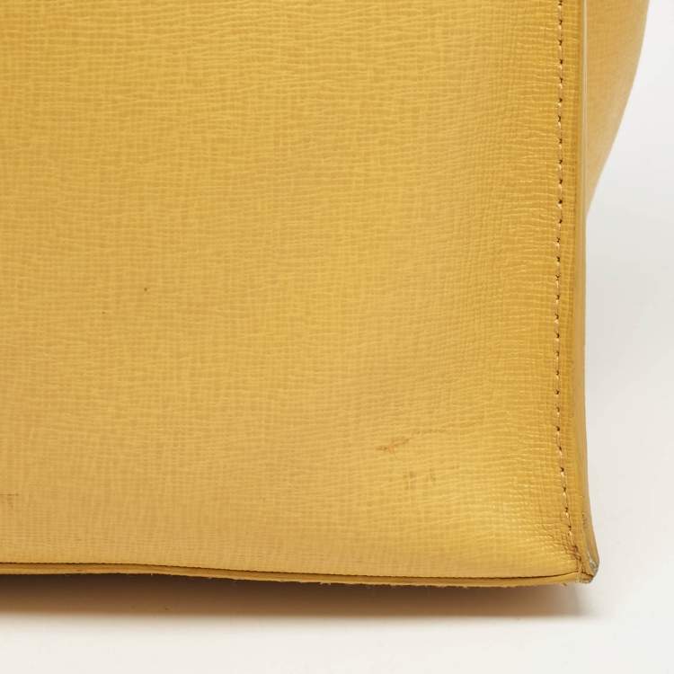 Pre Owned Furla Yellow Leather Divide It Tote