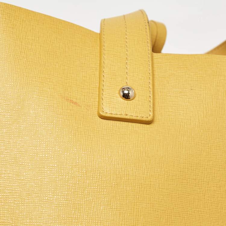 Pre Owned Furla Yellow Leather Divide It Tote