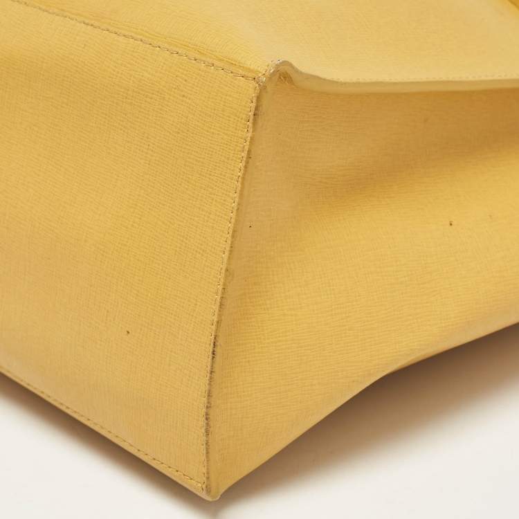 Pre Owned Furla Yellow Leather Divide It Tote