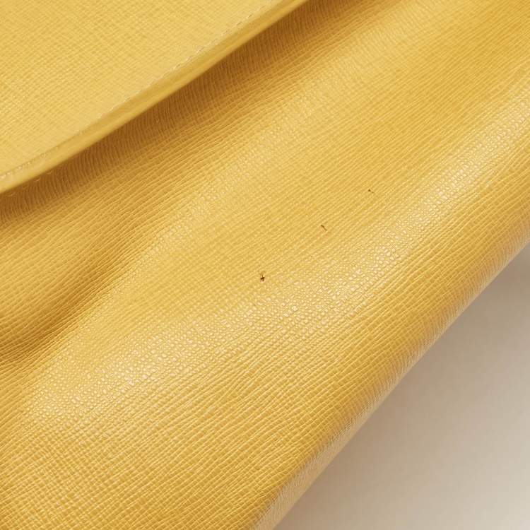 Pre Owned Furla Yellow Leather Divide It Tote