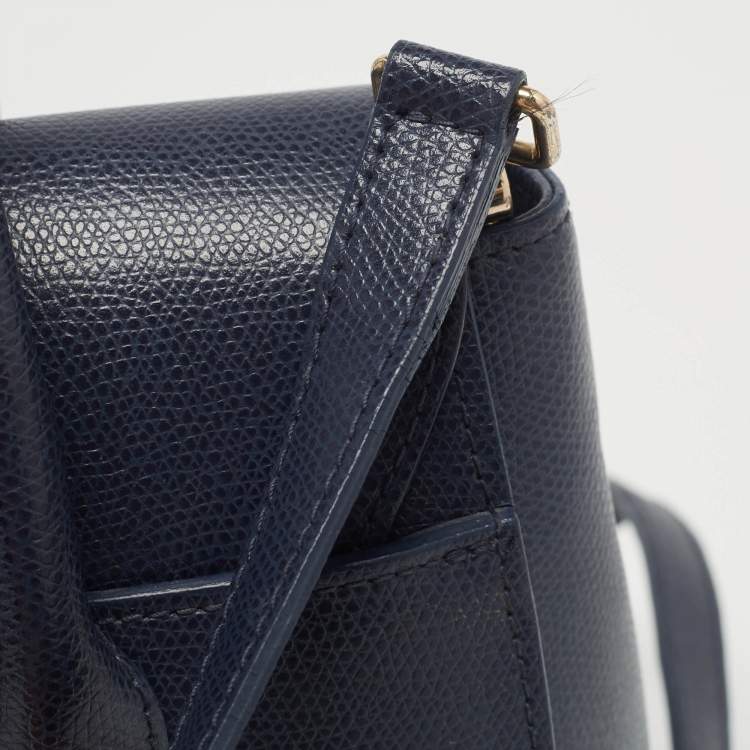Pre Owned Furla Navy Blue Leather Small Metropolis Tote