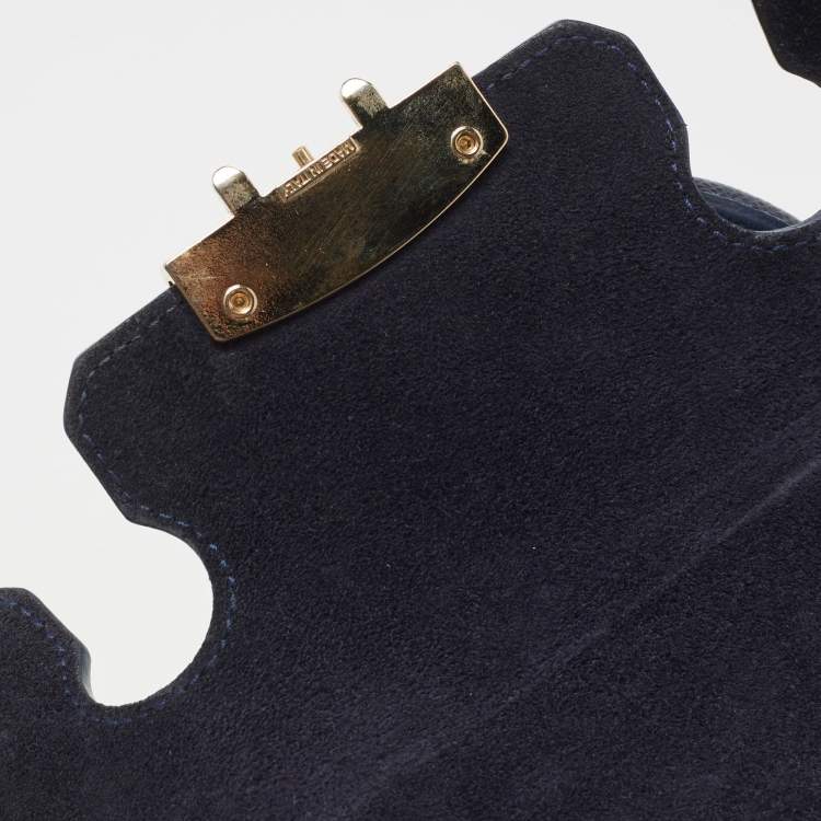 Pre Owned Furla Navy Blue Leather Small Metropolis Tote