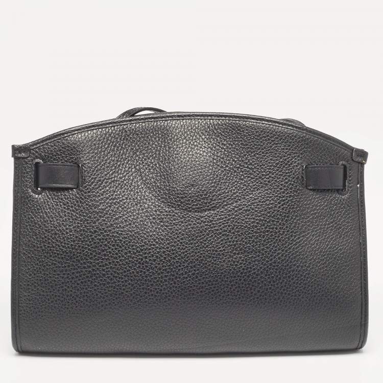 Pre Owned Furla Black/Beige Leather and Suede Woven Margherita Shoulder Bag