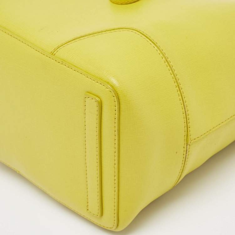 Pre Owned Furla Yellow Leather Stacy Drawstring Bucket Bag