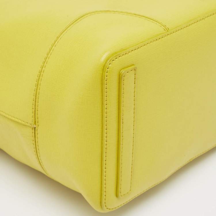 Pre Owned Furla Yellow Leather Stacy Drawstring Bucket Bag