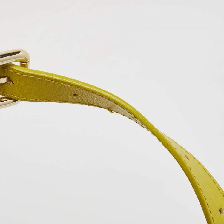 Pre Owned Furla Yellow Leather Stacy Drawstring Bucket Bag