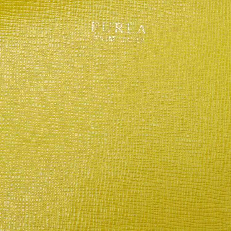 Pre Owned Furla Yellow Leather Stacy Drawstring Bucket Bag