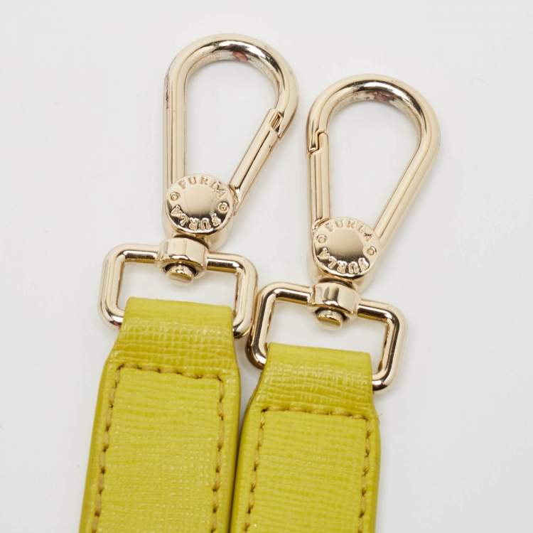 Pre Owned Furla Yellow Leather Stacy Drawstring Bucket Bag